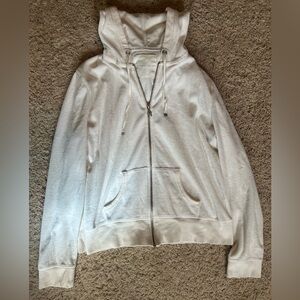 Victoria's Secret White Zip Hoodie with Silver Zipper